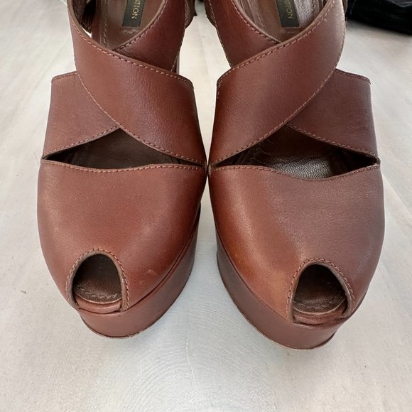 RARE Louis Vuitton High Heel Sandals in Cognac leather  Size  38 - Picture 5 of 14